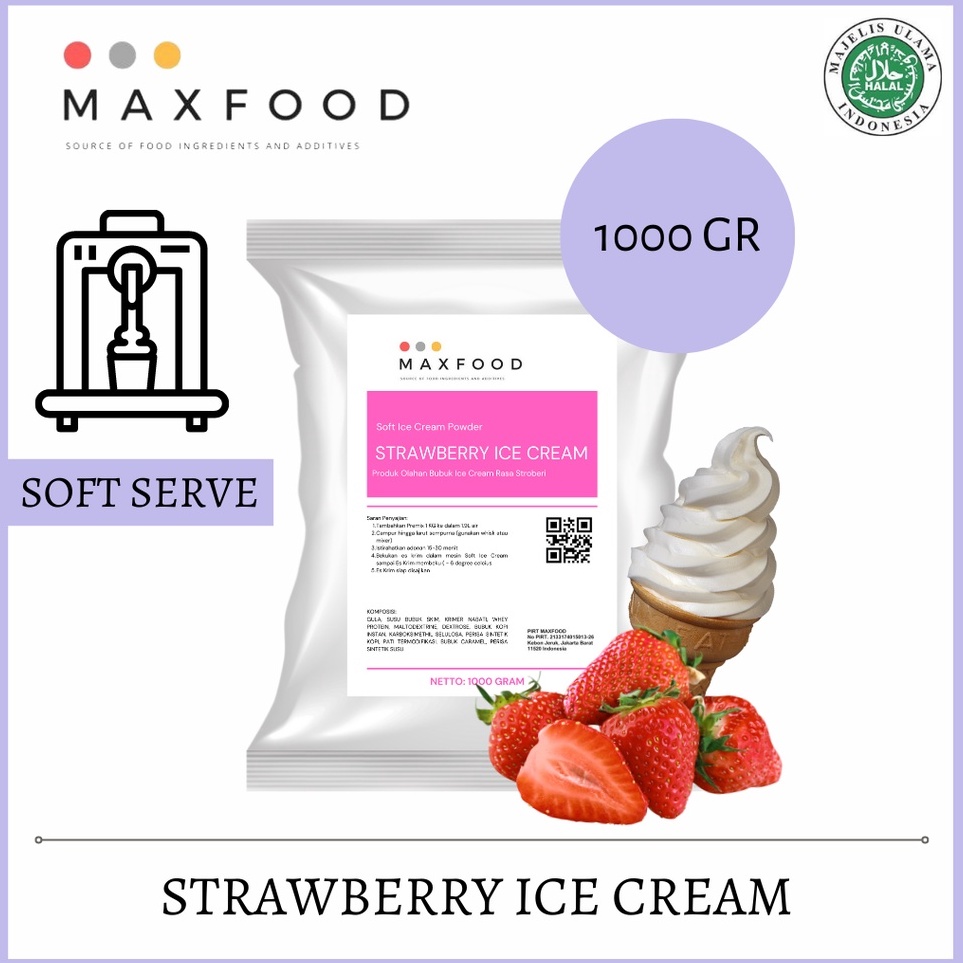 

NXPD6592 7.7 1KG SOFT STRAWBERRY ICE CREAM / BUBUK ES KRIM RASA STROBERI