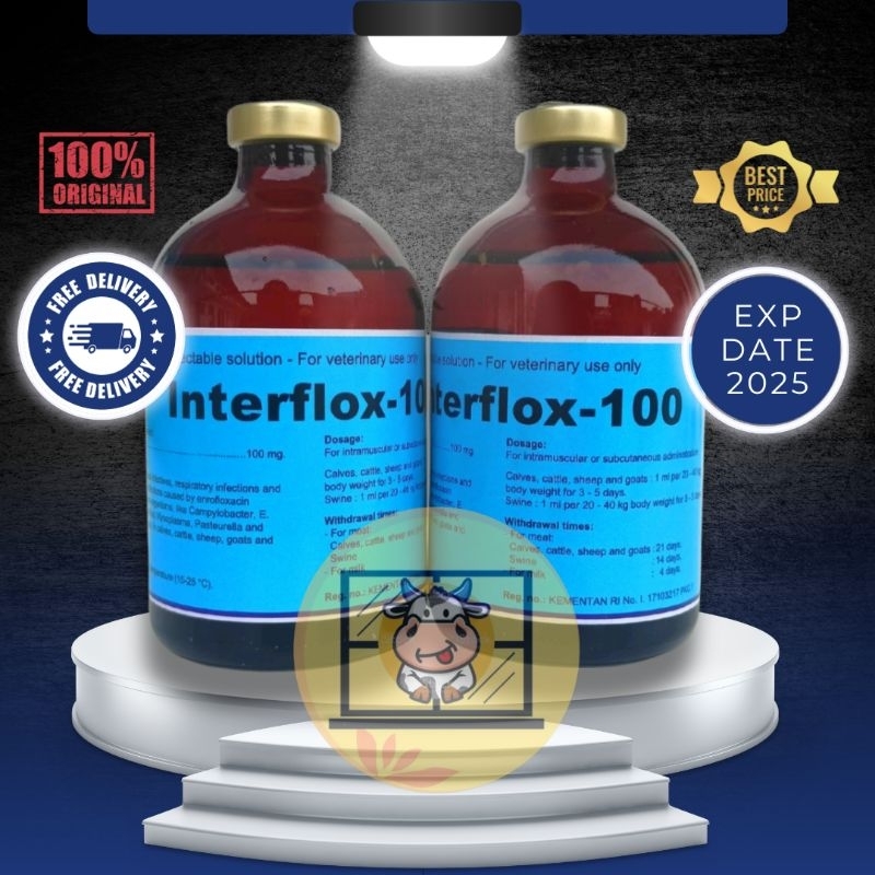 INTERFLOX 100 ML INJEKSI - Antibiotik Untuk Saluran Pencernaan dan Pernafasan Pada Hewan