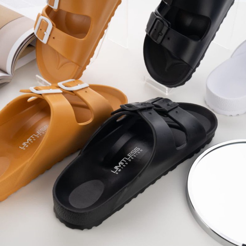 ✨SHOPEE MALL✨ Sandal Wanita Strap Gesper Sandal Cewek Tali Slip On Sendal Cewe 