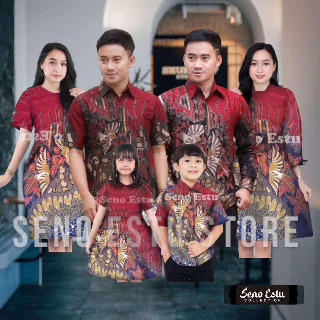 Batik couple modern - Atasan batik - Batik couple wanita - Seragam Batik - dress batik tarung merah 
