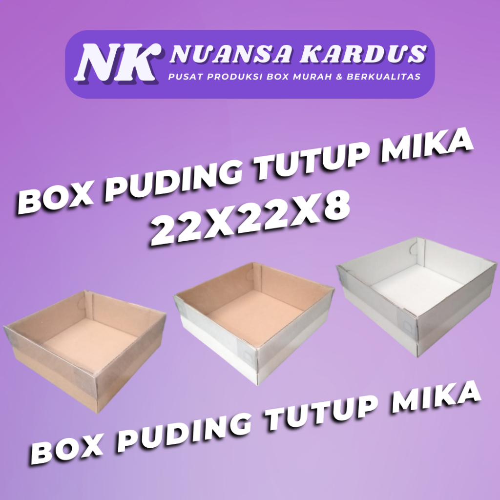 

Box Full Tutup Mika 22x22x8 cm / DIE CUT/ Box Puding Box Cake (10pcs)