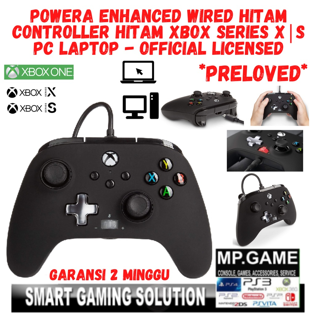 PowerA Enhanced Wired Controller HITAM Xbox Series X/S/ Xbox One PC Laptop Gamepad Joystick Stik