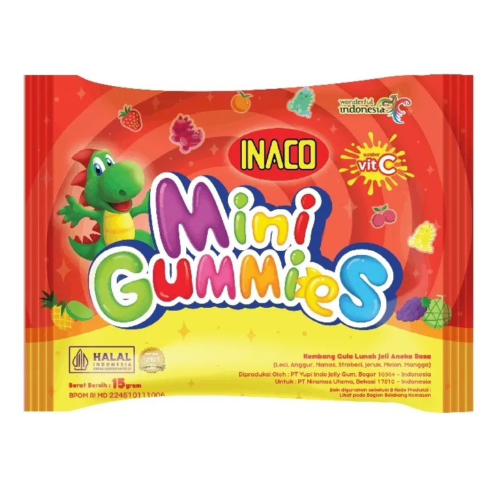 

INACO PERMEN MINI GUMMIES 15 GRAM CANDY MIX RASA BUAH FLAVOUR JELI JELLY GROSIR MURAH CEMILAN ANAK MANIS TERMURAH