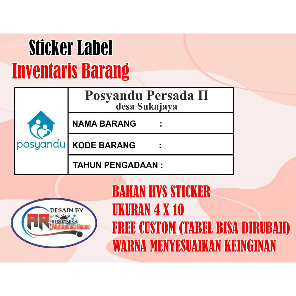 

Label stiker untuk Inventaris barang