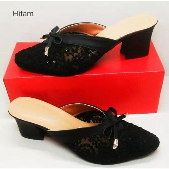 TERBARU TRENDY High Heels Pesta Wanita Brukat Gisel Hak Tahu Brukat 5 cm KEKINIAN