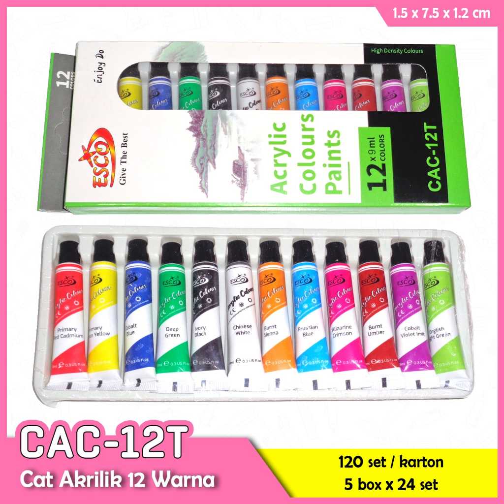 

Cat Mewarnai Akrilik 12 Warna 9ml, Cat Acrylic | Perlengkapan Mewarnai dan Menggambar - Wenmart Pusat Grosir Stationery