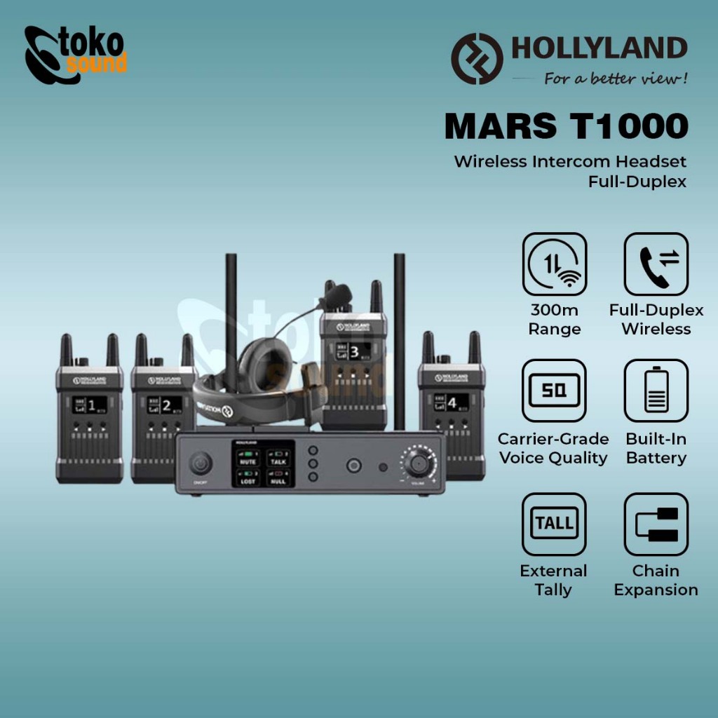 Hollyland Mars T1000 - Wireless Intercom System Full-Duplex