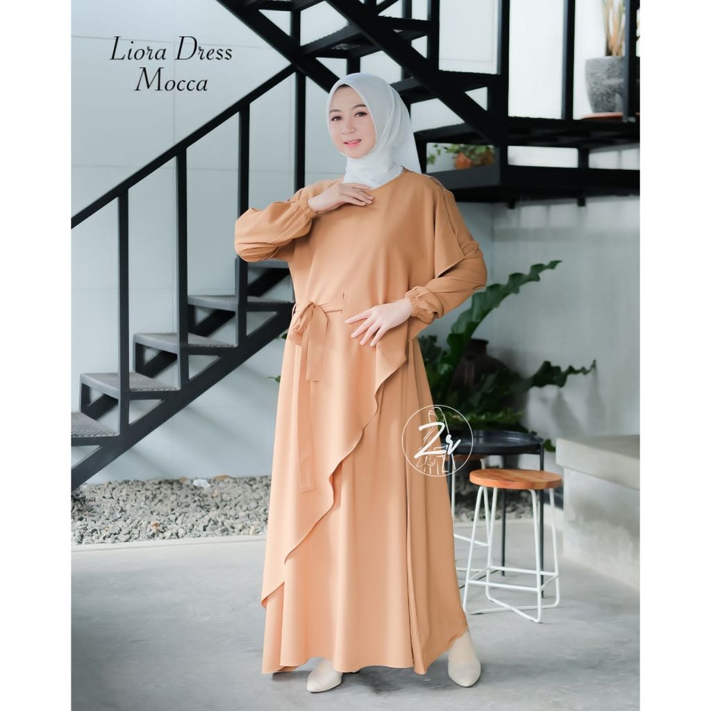 LIORA DRESS SIMPLE ORIGINAL BY ZR ITY CREPE FREEBELT KEKINIAN TERMURAH FASHION MUSLIM TERBARU