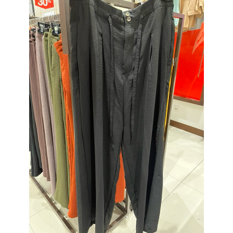 Celana kulot wanita hitam details ori