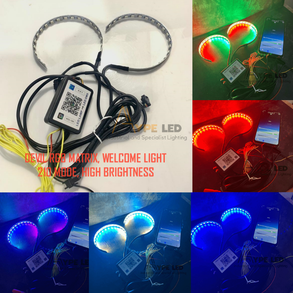 ORIGINAL DEVIL EYE RGB MATRIX WELCOME LIGHT 2023 NEW DEVIL RGB KONEKSI HP IOS / ANDROID BLUETOOTH 21