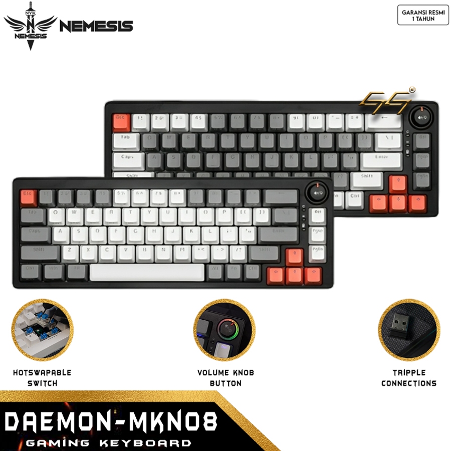 NYK Nemesis DAEMON MKN08 MKN-08 Keyboard Gaming Mechanical Wireless RGB Tripple Connections