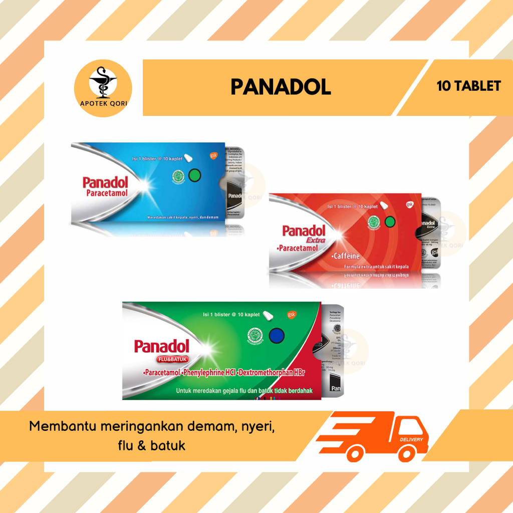 PANADOL FLU DAN BATUK HIJAU/PANADOL EXTRA MERAH/PANADOL BIRU STRIP @ 10 TABLET