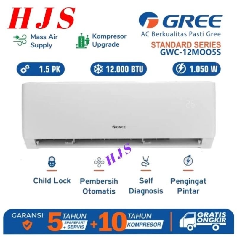 AC GREE 1.5PK GWC-12M005S AC
 SPLIT AUTO CLEAN R32 MOO5S - 1,5 PK