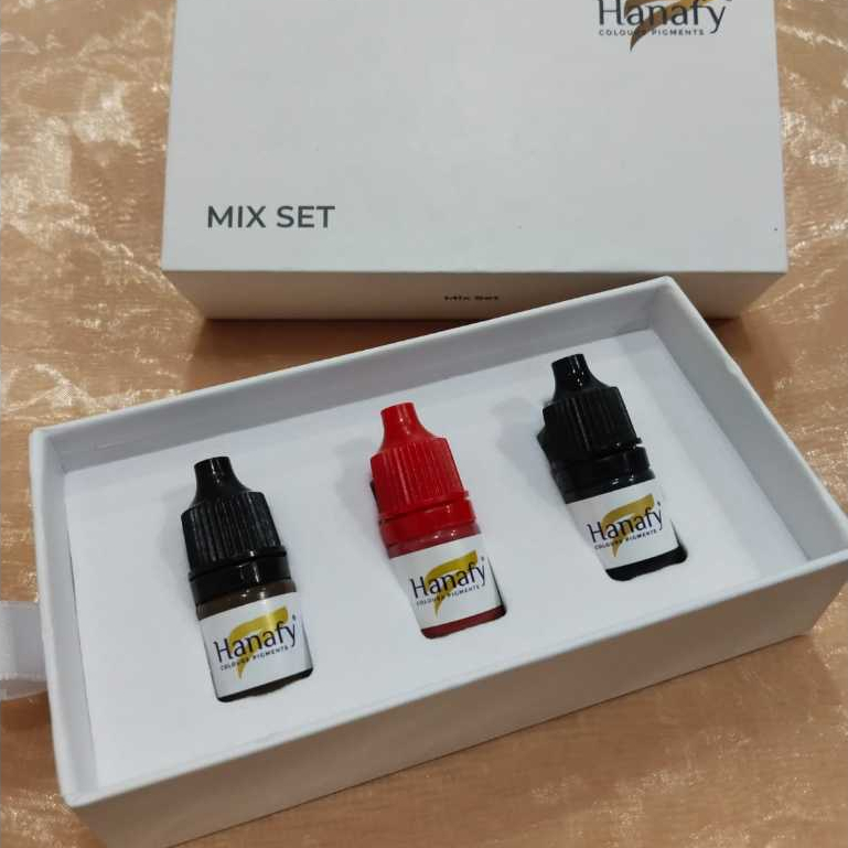 Hanafy pigment Mix Set 3warna/Tinta Hanafy/Tinta sulam,alis,bibir,eyeliner/Tinta Tattoo/hanafy satua