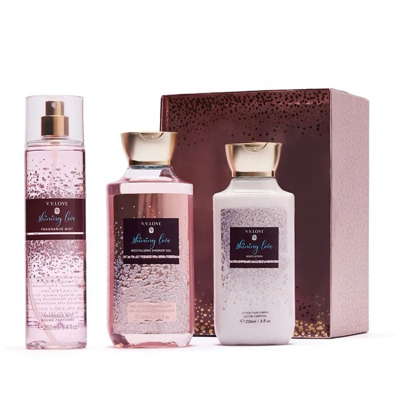 New collection Set Hadiah Parfum/Bath and Bodywork Shining lily Vv.Love