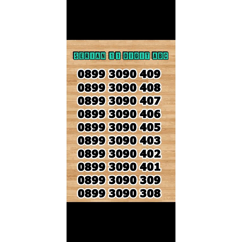Nomer Cantik Perdana Tri 11 digit abc