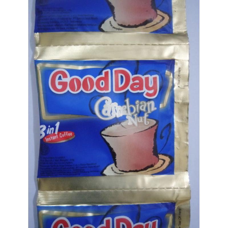 

kopi good day carrebian nut per renceng isi 10 sachet