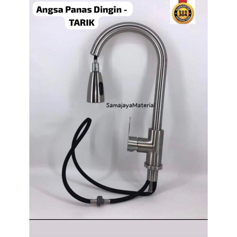 Kran cuci piring flexible PANAS DINGIN . Kran angsa panas dingin . Keran dapur panas dingin