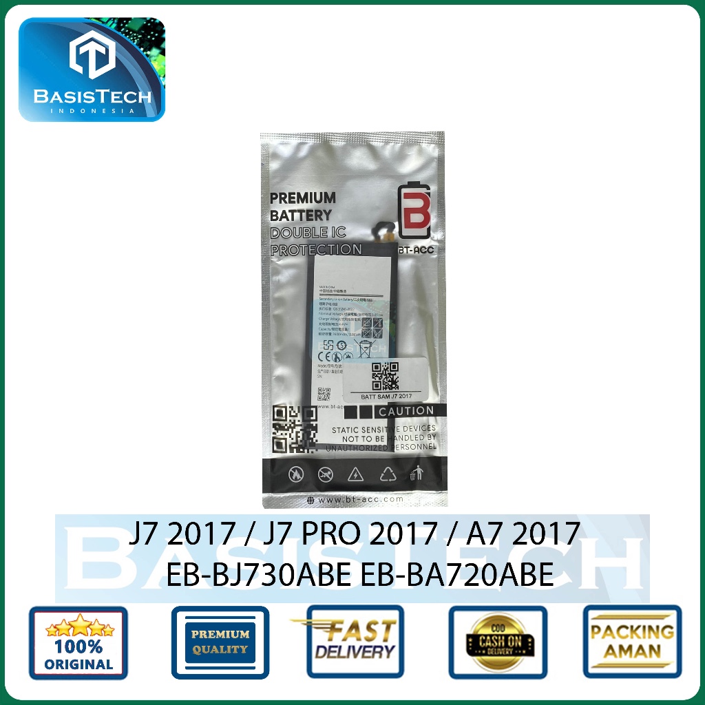 BATERAI SAMSUNG J7 PRO 2017 A7 2017 EB-BJ730ABE EB-BA720ABE BT BASISTECH DOUBLE IC POWER PROTECTION
