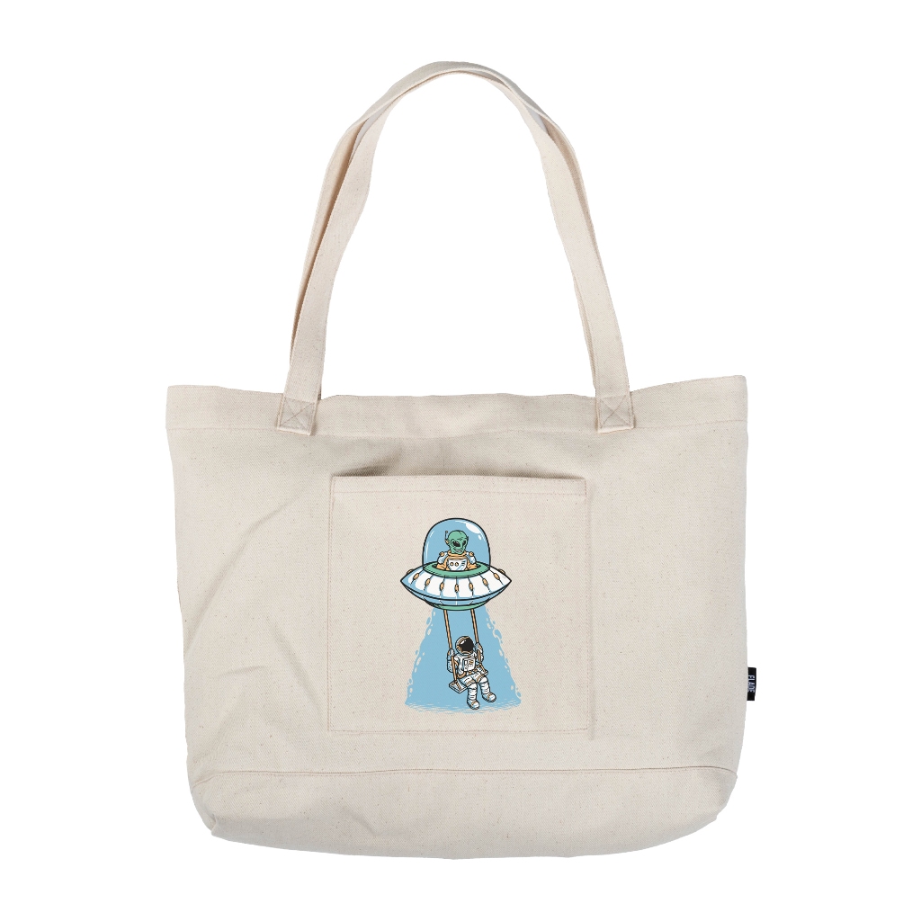 

ID FLADE STUDIOS - TOTEBAG KANVAS CREAM MAGNET - TAS KULIAH PRIA WANITA - ALIEN SERIES