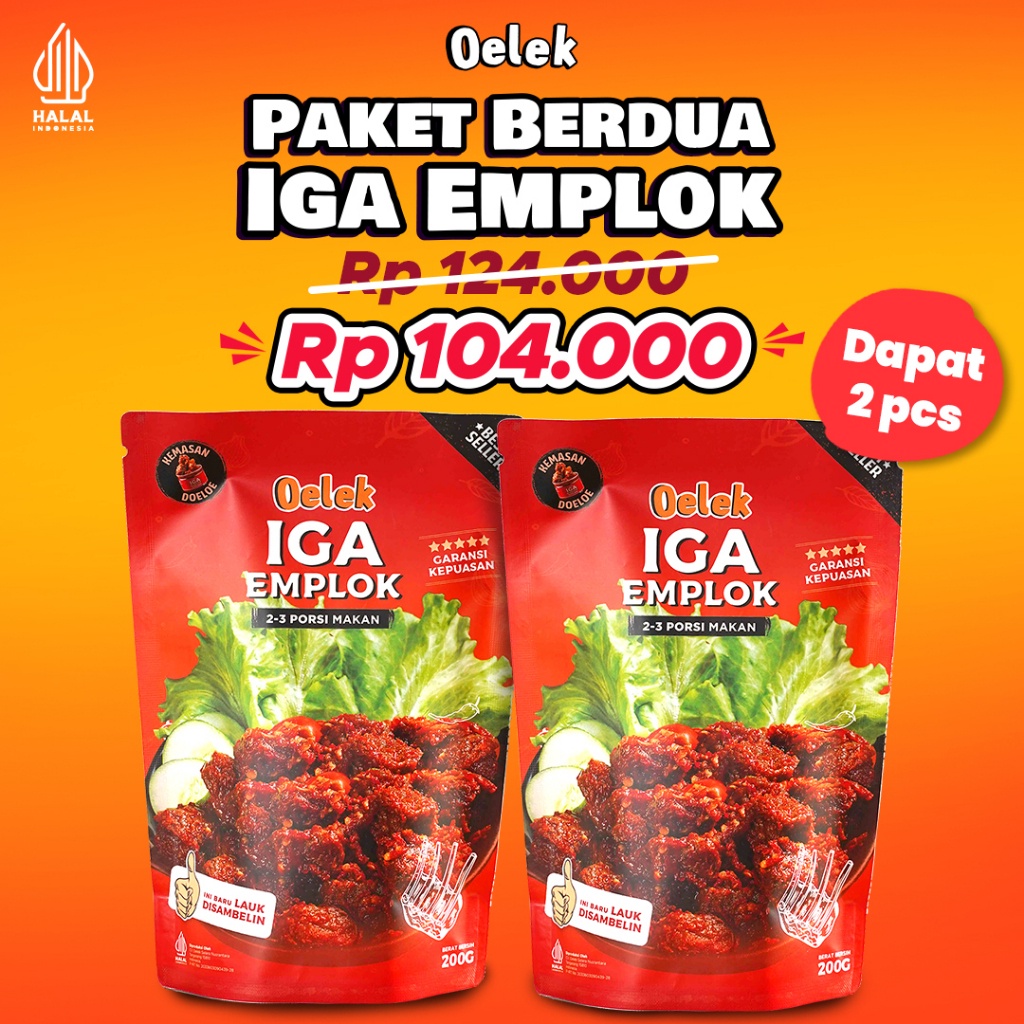 

GROSIR Paket Berdua Iga Emplok Oelek - 2 Pack Iga Emplok / Iga Mercon / Iga Sambal / Oseng Iga murah