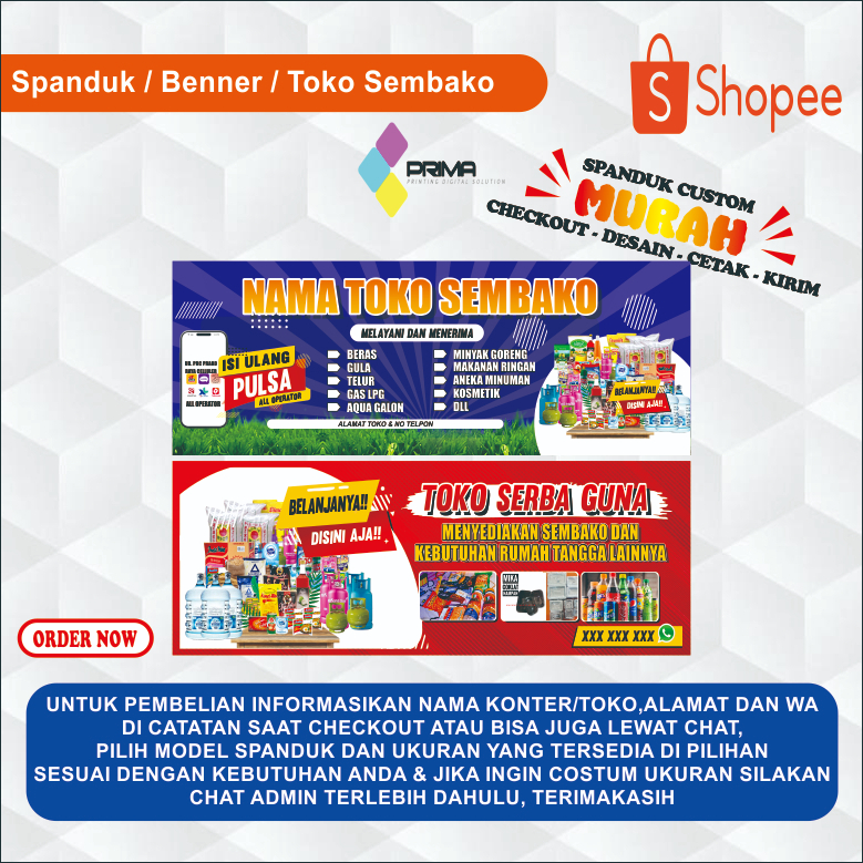 SPANDUK BANNER TOKO SEMBAKO/CETAK SPANDUK BANNER CUSTOM