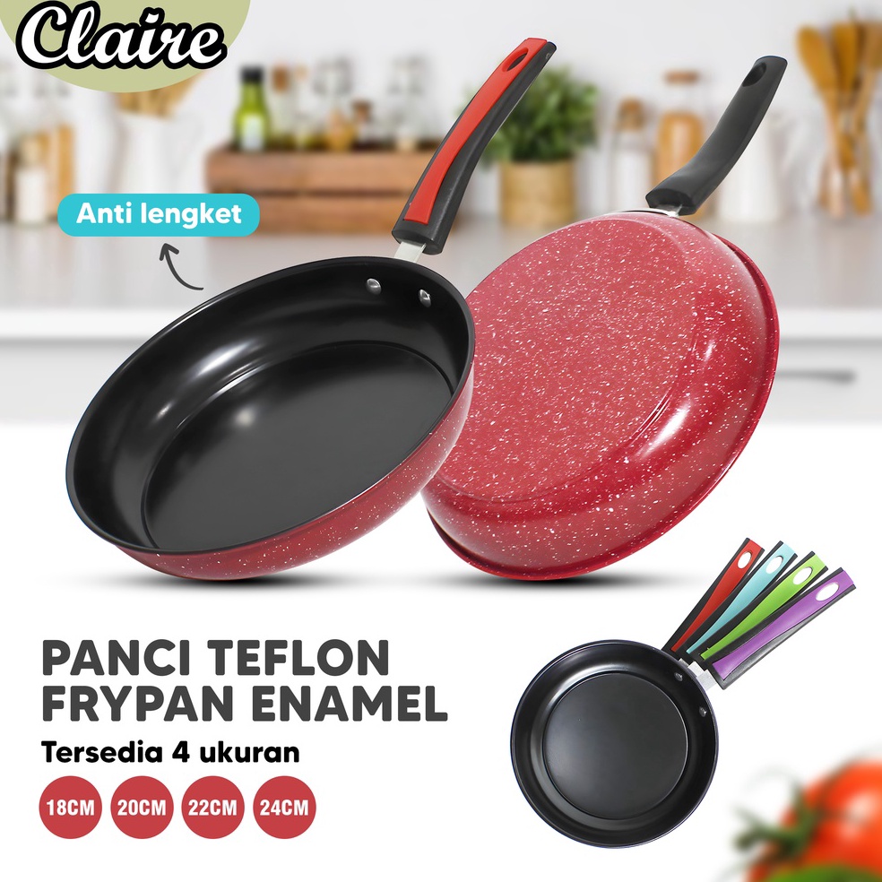 laris manis.. Panci Teflon Frypan Enamel / Panci Penggoreng Warna