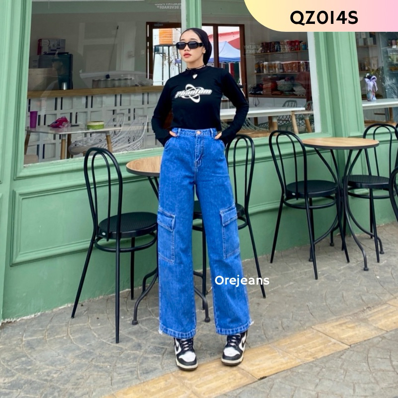 ORE - QZ014S Kulot Joger Cargo Pants Jeans Highwaist Serut Bawah Vintage Streetwear Korean Style