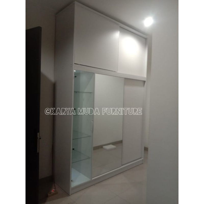 LEMARI PAKAIAN SLIDING CUSTOM/LEMARI SLIDING ATAS KABINET/LEMARI BAJU SLIDING