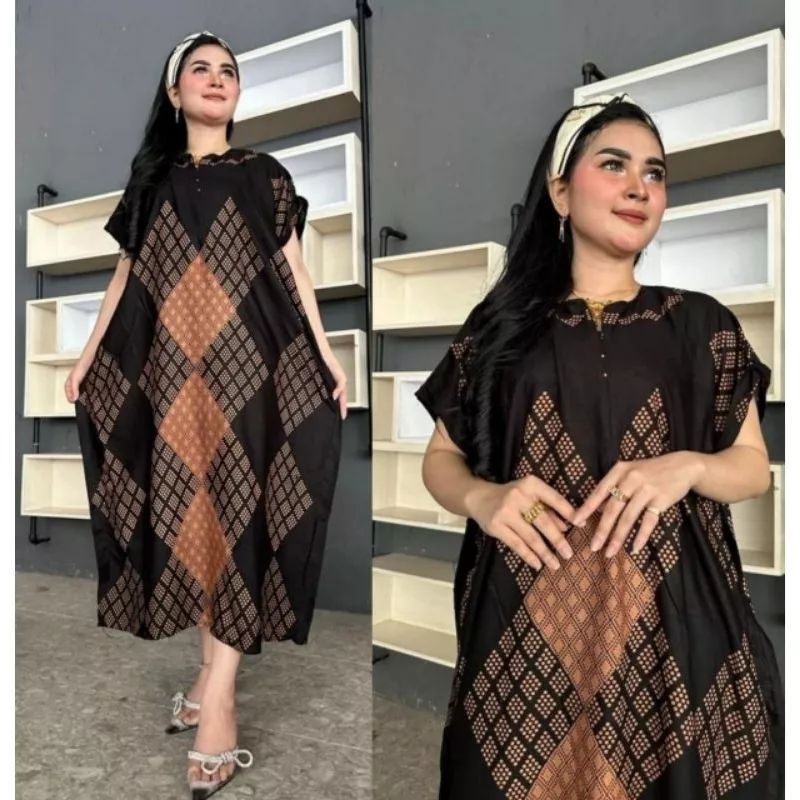 Daster lowo hitam manis busui dress kalong jumbo XL dres pendek murah