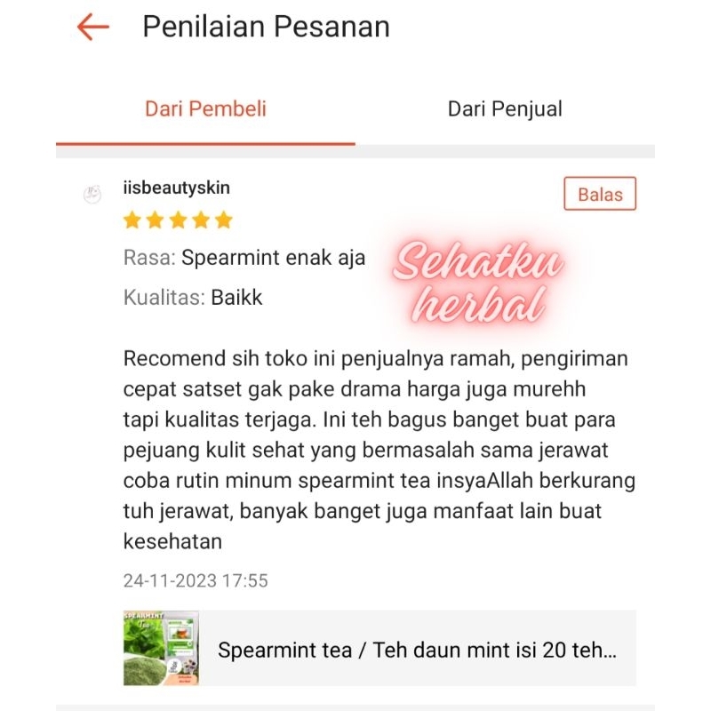 

MAR Spearmint Tea : Spearmint Leaf Tea Teh Daun Spearmint Isi 30 Tea bag
