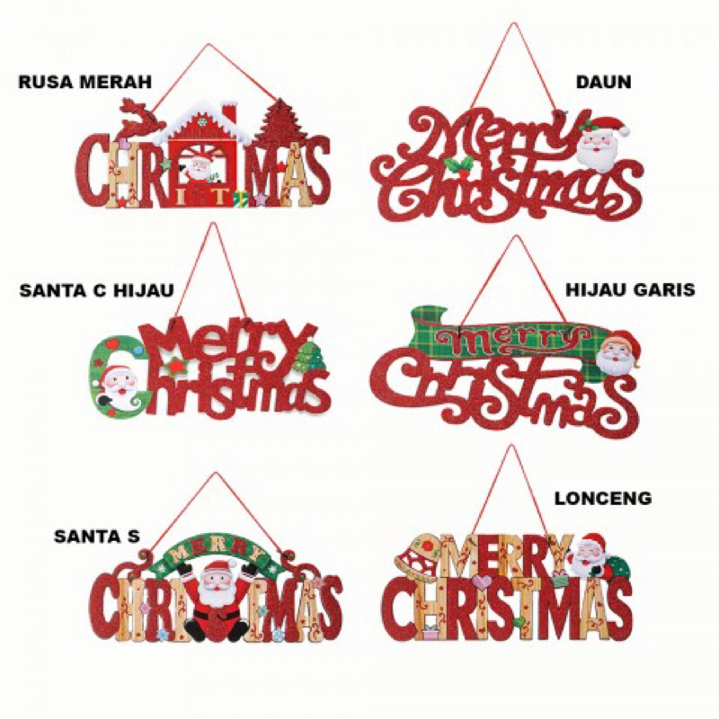 

Gantungan Tulisan Merry Christmas Glitter Karton Tebal 40cm / Red Y109