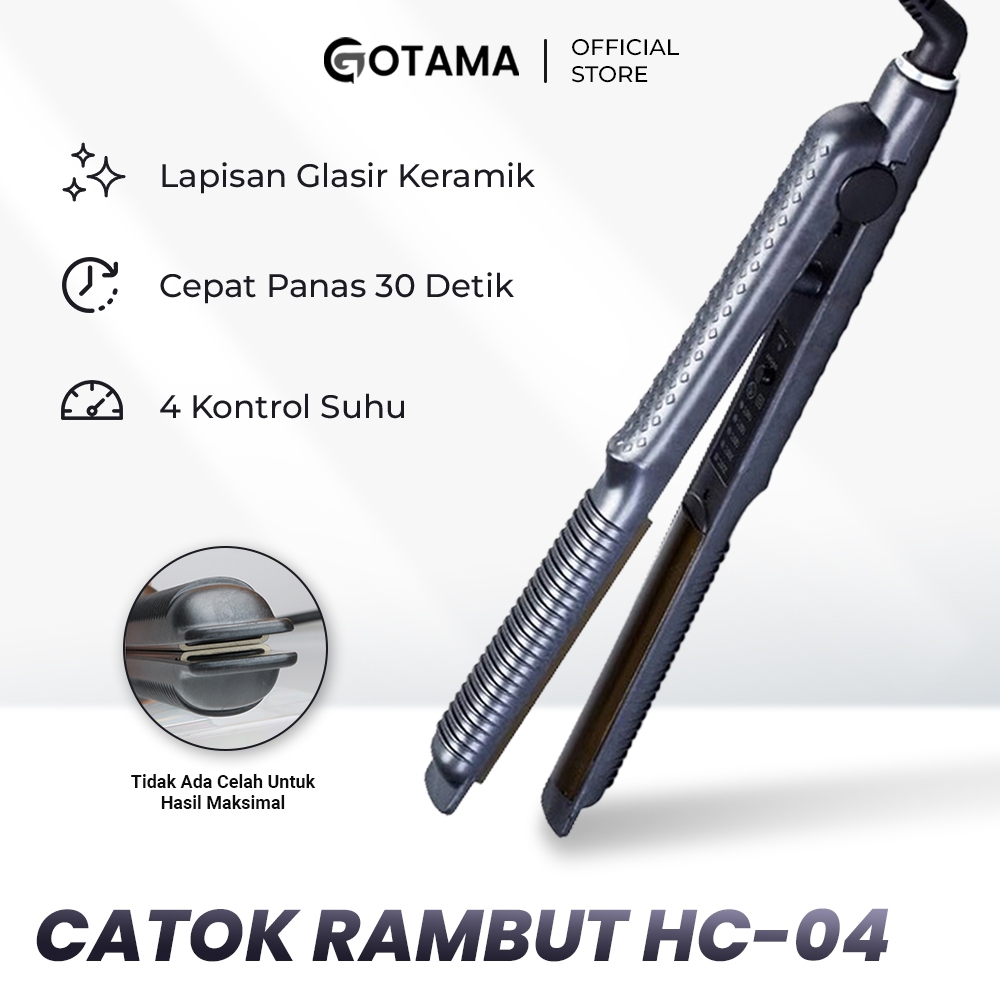 Catok 2 in 1 Lurus dan Curly Rambut Profesional Hair Straightener Temperatur Suhu HC-04