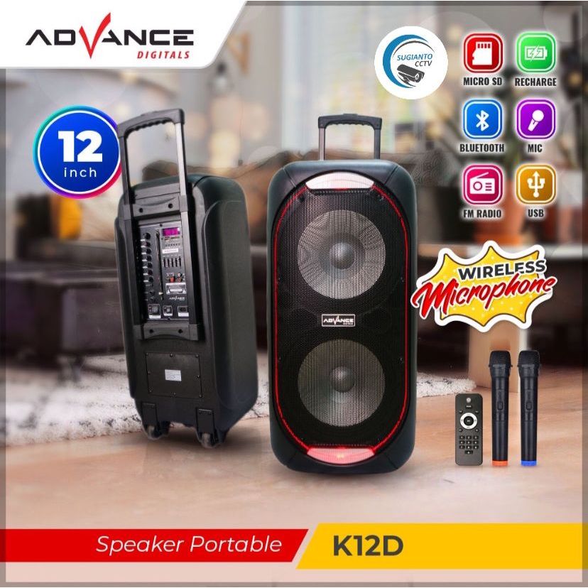 ADVANCE Speaker Portable Bluetooth Advance K12D FREE MIC