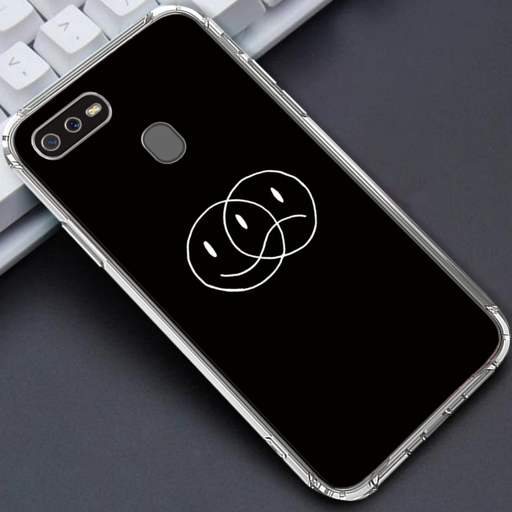 Softcase OPPO A5S /OPPO A12/OPPO A7  - Clear Case  MOTIF  ( BLACK ) - Anticrack - Case Bening - Soft