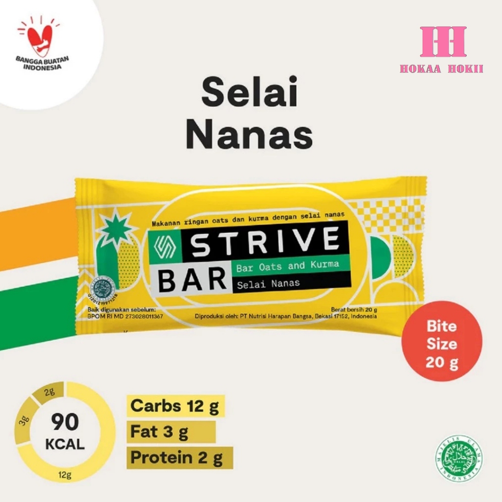 

Strive Energy Bar Rasa Selai Nanas 20gr | Halal - Snack Energi Olahraga