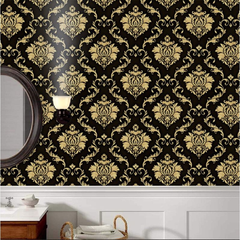 PROMO WALLPAPER DINDING 45CM*8M /7,5M MOTIF batik emashitam 123WALLPAPER KARAKTER TERMURAH