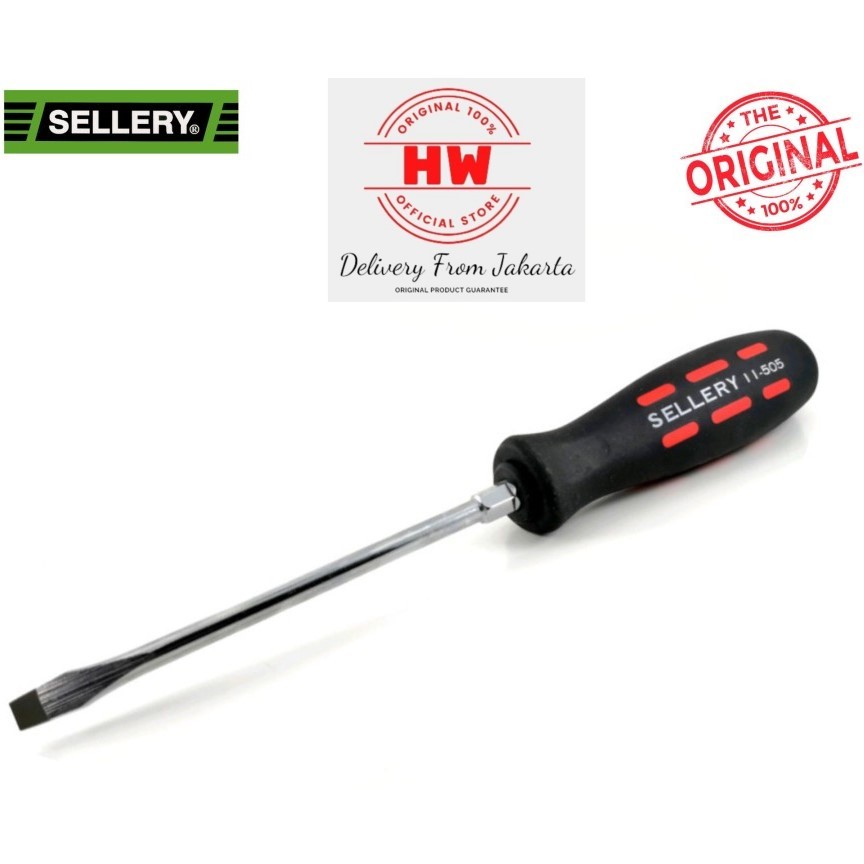Obeng Plat Obeng Minus Gagang Karet 5 inch X 6mm (-) SELLERY 11-505