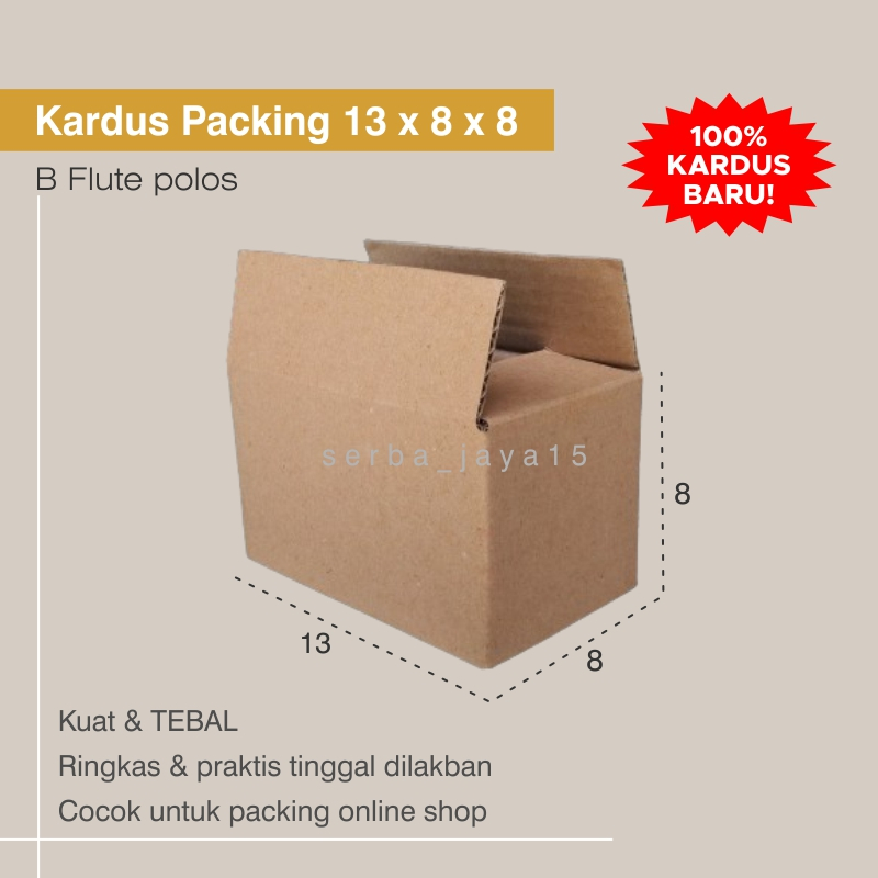 

KARDUS 13x8x8 BARU BOX KARTON B-FLUTE POLOS PACKING OLSHOP