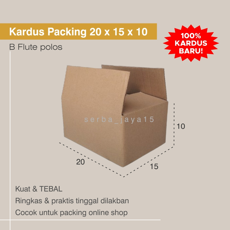

KARDUS 20x15x10 BARU BOX KARTON B-FLUTE POLOS PACKING OLSHOP