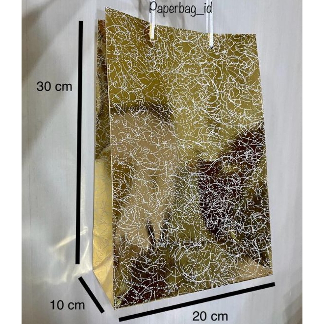 

Paper Bag Motif gold 20x30 | Tas kado Kertas, kado ultah