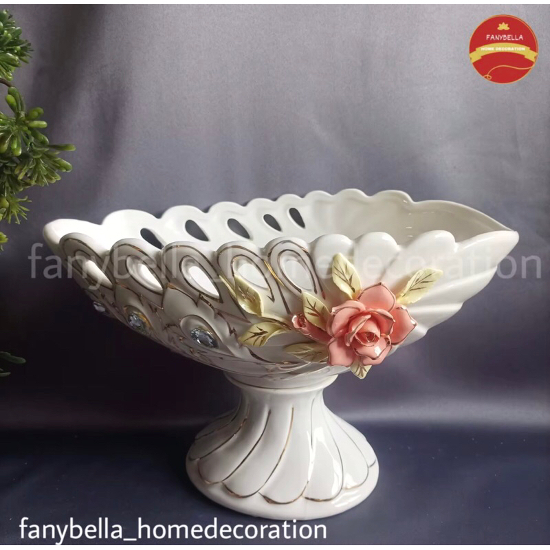 tempat buah / tempat buah keramik / hiasan rumah / dekorasi rumah / pajangan ruang tamu / koleksi / 