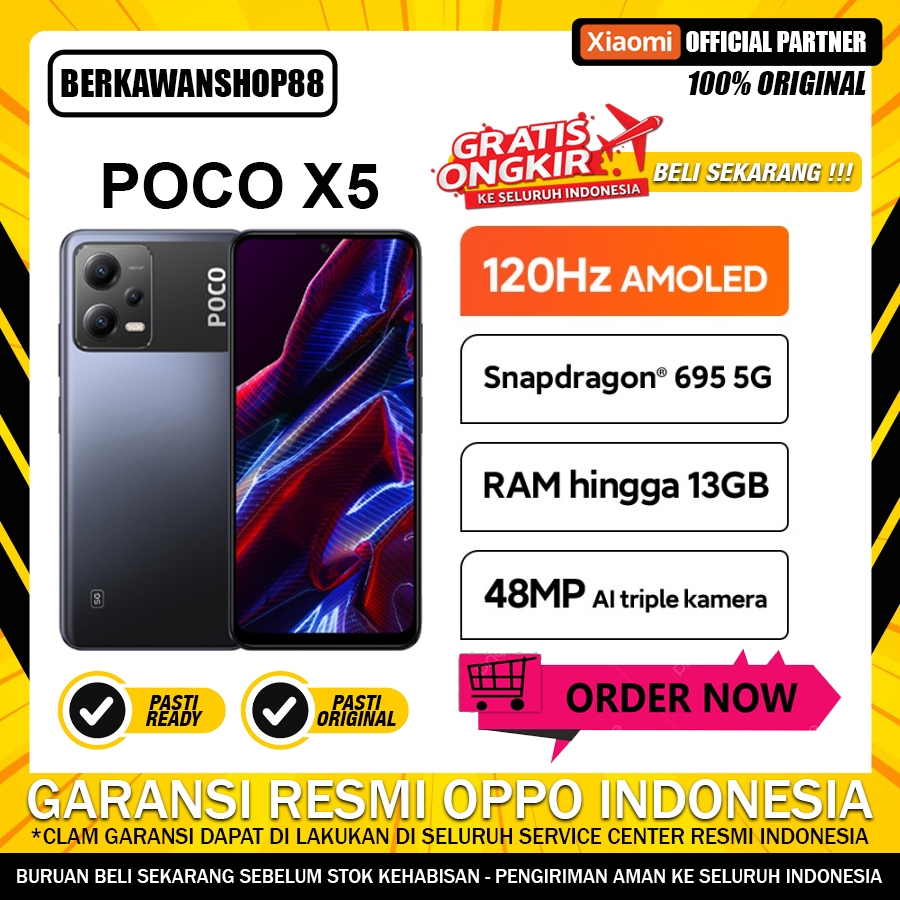 XIAOMI OFFICIAL POCO X5 5G Snapdragon 695 5G Layar 120Hz AMOLED 6,67"