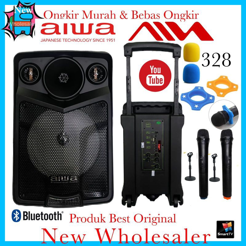 Speaker Aktif Karaoke aiwa 328 mic wireless 8 inch original