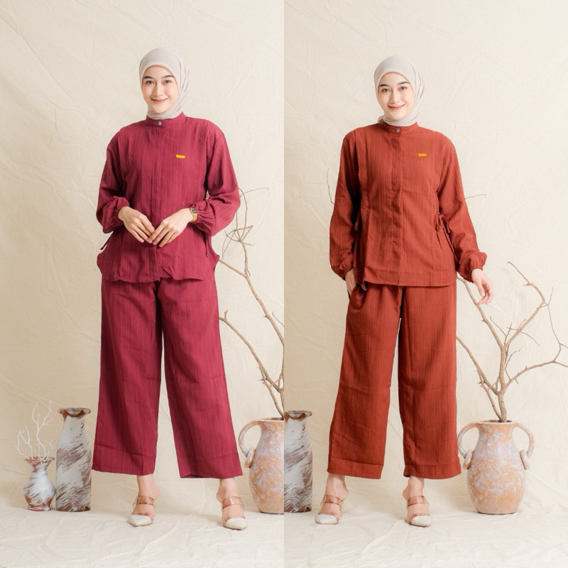 New Naura One Set Lady Crush Baju Setelan Wanita Busui Setcel Wanita kekinian Stelan Busui Setelan L