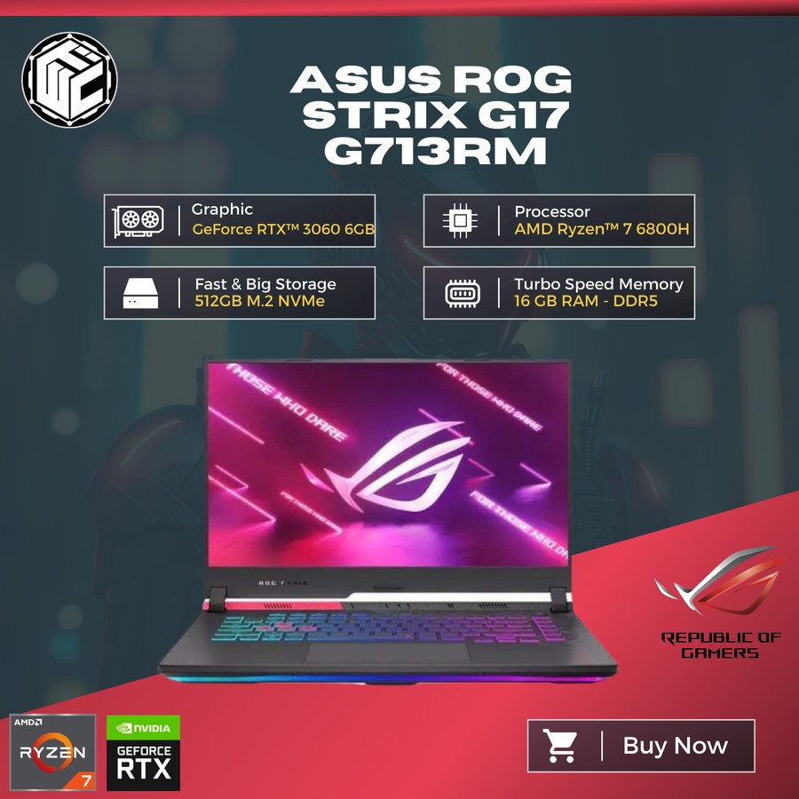 Laptop ASUS ROG STRIX G17 G713RM RYZEN 7-6800H 16GB 512G RTX3060