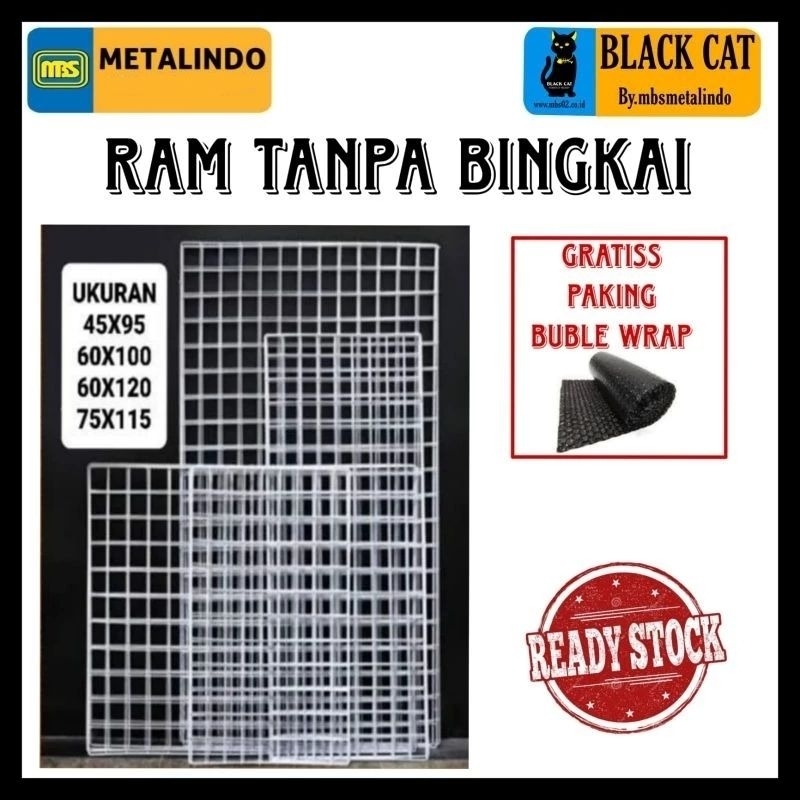 Jaring RAM besi tanpa bingkai hitam dan putih Gantungan Kawat hook
