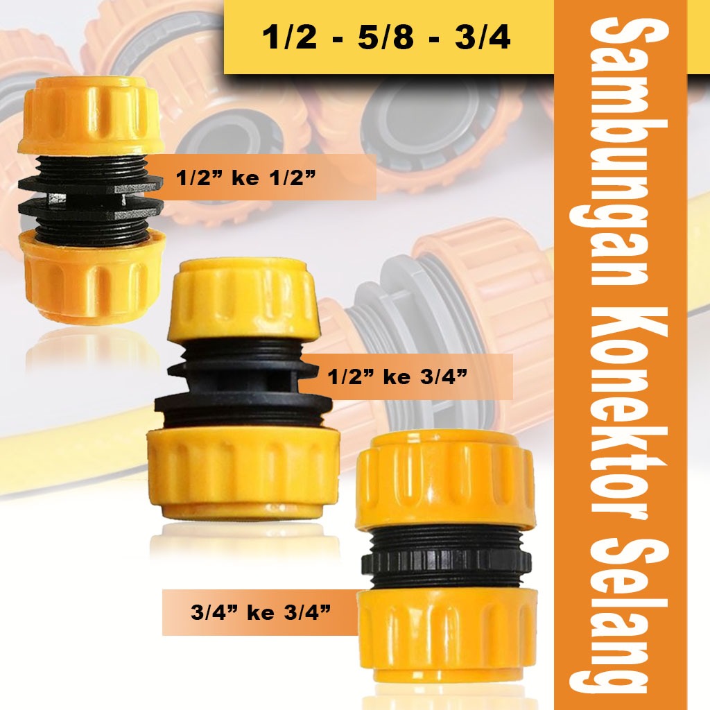 Sambungan Selang Kran Air 1/2 Inch - 3/4 Inch Adapter Selang Air - Quick 1/2" - Sambungan Selang/Kon