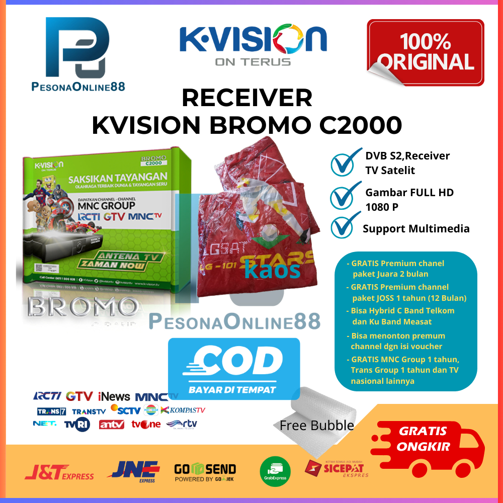 Receiver Kvision BROMO C2000 Bisa Parabola Ku Band dan Parabola C Band