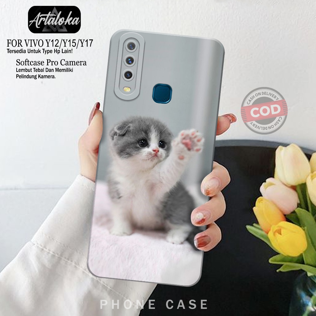Softcase Hp Vivo Y12/Y15/Y17 Fashion Case Kucing Case Vivo Y12/Y15/Y17 Silikon TPU Pro Camera Casing